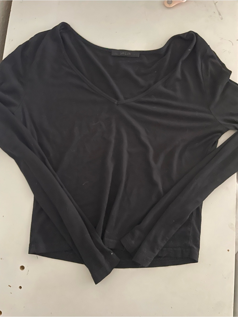 SHEIN Black V-Neck Long Sleeve Women's Top